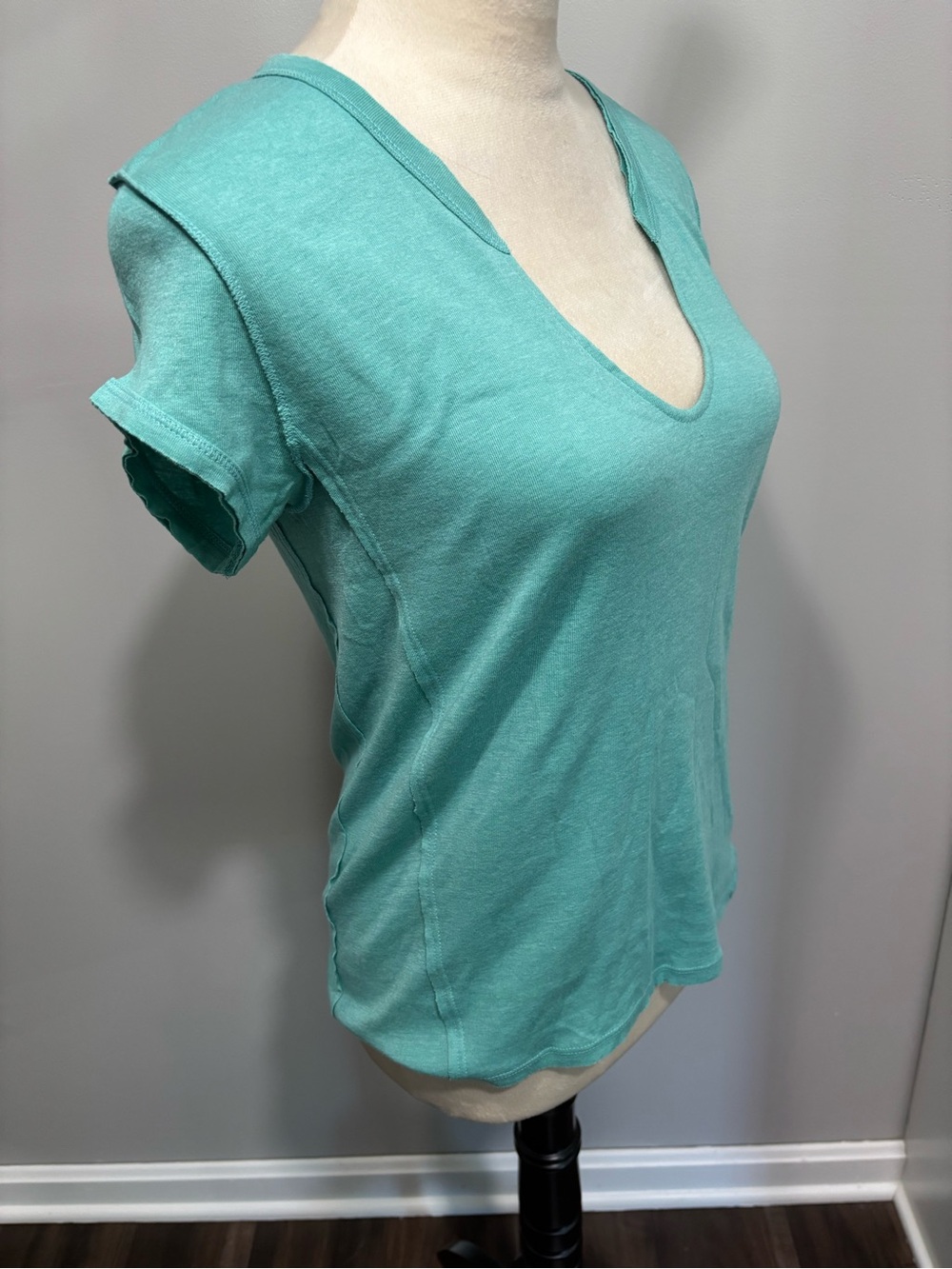 Free People Women's V-Neck Short Sleeve Top - Aqua